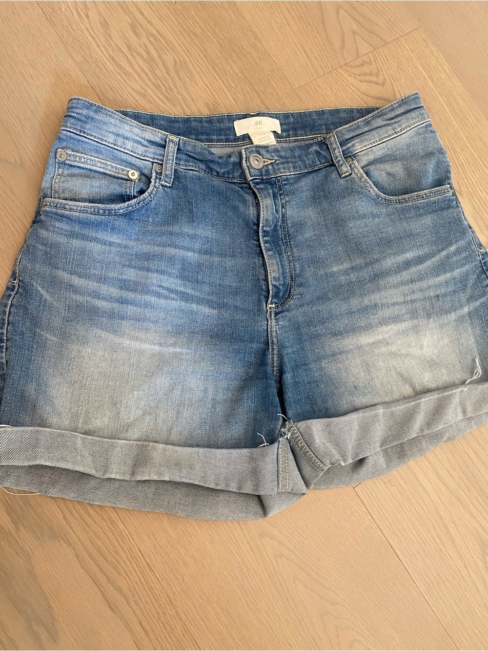 H&M Light Blue Rolled Hem Denim Shorts